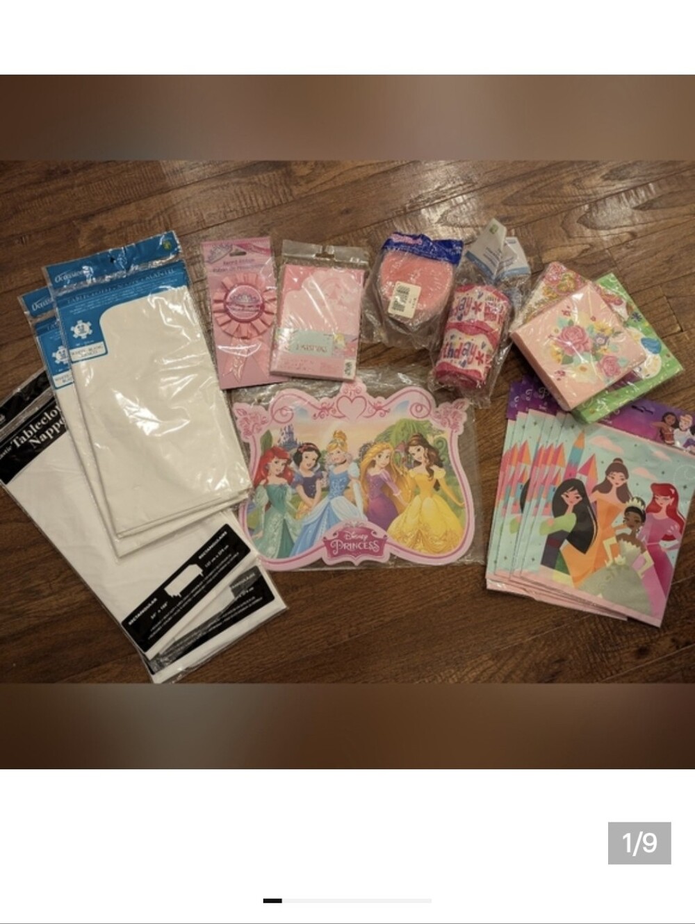 Disney Princess Birthday Party decorations loot bags, streamers, Napkins